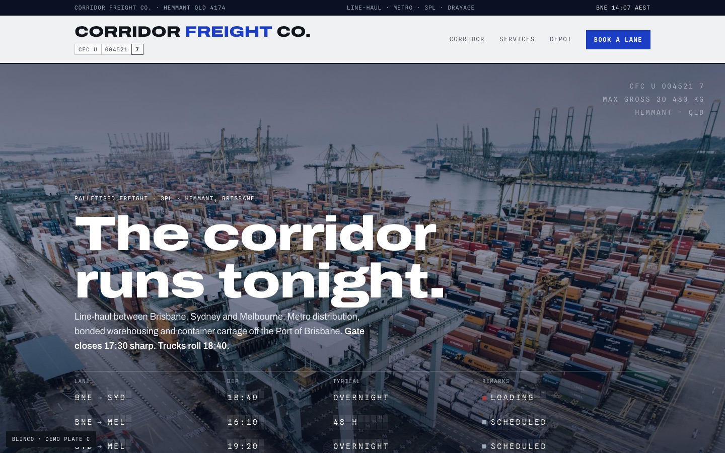 Cover of the Corridor Freight demonstration site
